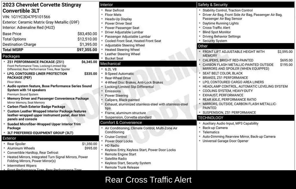 Used 2023 Chevrolet Corvette Stingray Premium Conv w/ Z51 Performance Package RWD image 24