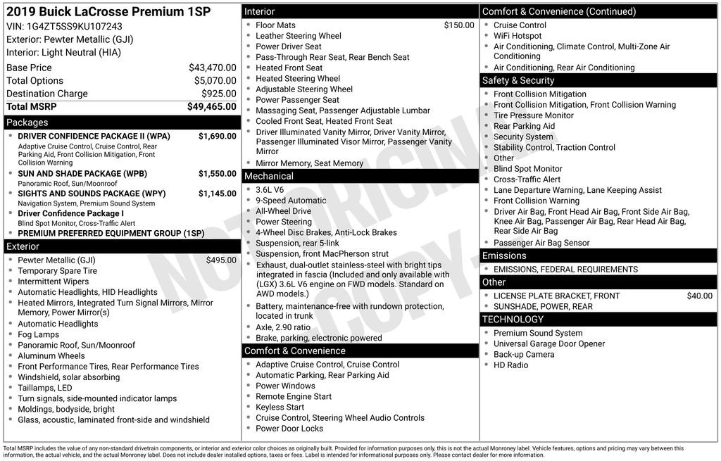 Used 2019 Buick LaCrosse Premium w/ Driver Confidence Package II image 4