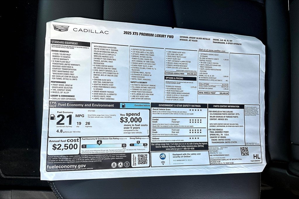 New 2025 Cadillac XT5 Premium Luxury w/ Technology Package FWD image 14