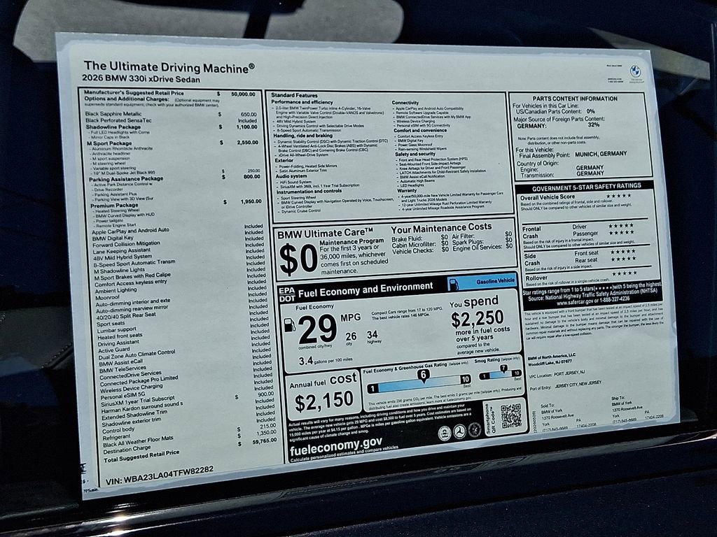 New 2026 BMW 330i xDrive Sedan w/ M Sport Package AWD/4WD image 17