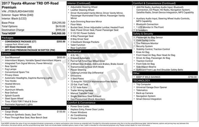 Used 2017 Toyota 4Runner TRD Off-Road Premium w/ Convenience Package image 27