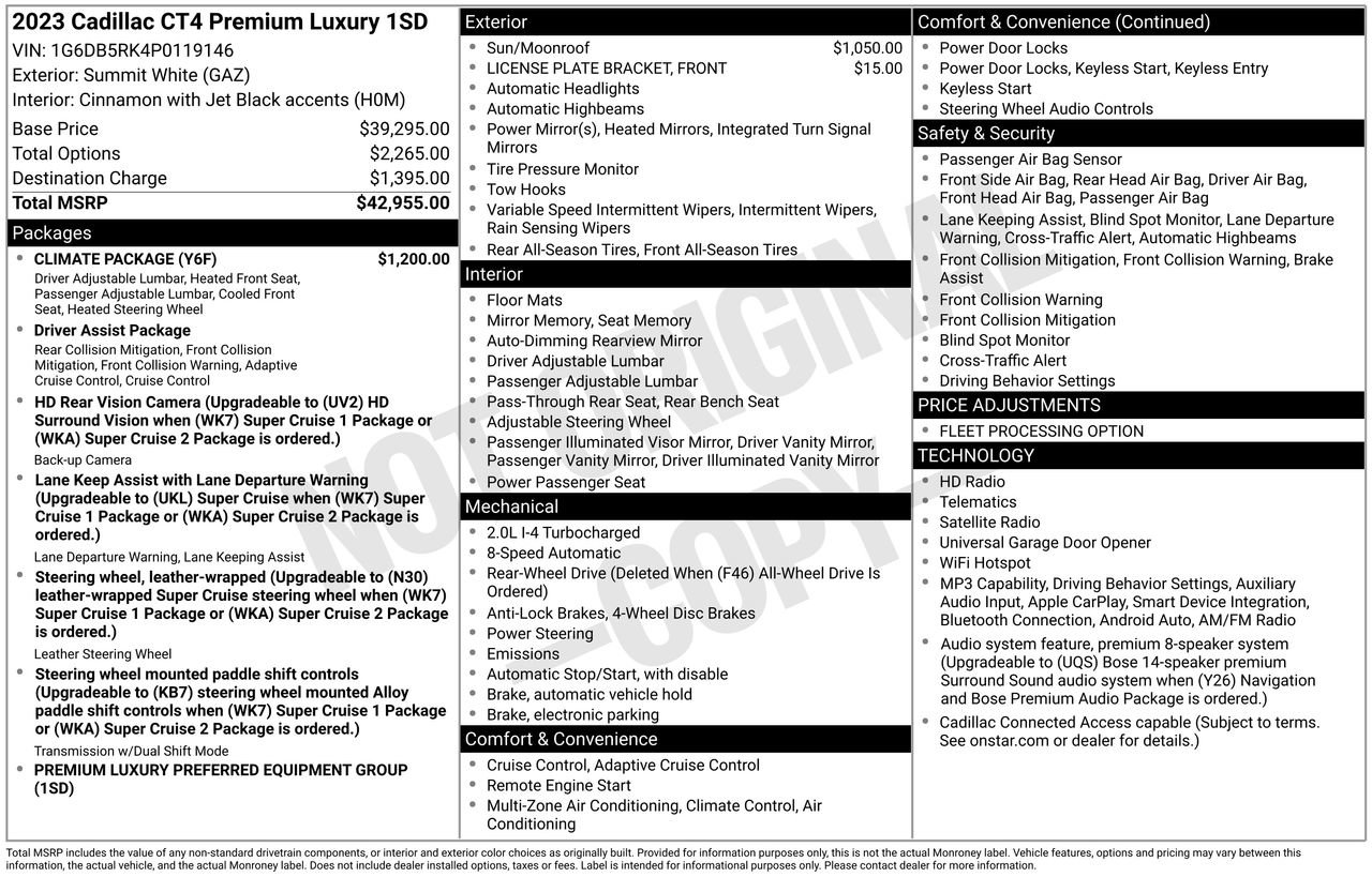 Used 2023 Cadillac CT4 Premium Luxury w/ Climate Package image 34