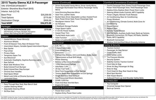 Used 2015 Toyota Sienna XLE w/ XLE Navigation Package FWD image 6