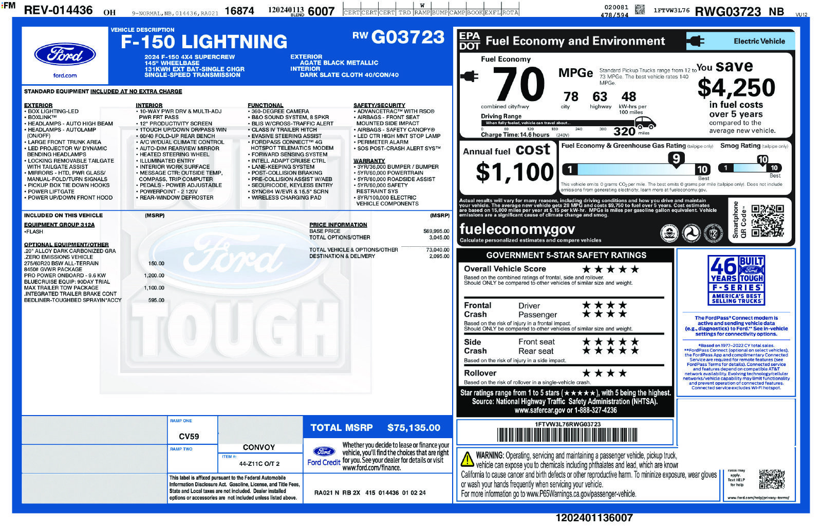 Used 2024 Ford F150 Lightning Flash w/ Max Trailer Tow Package AWD/4WD image 2