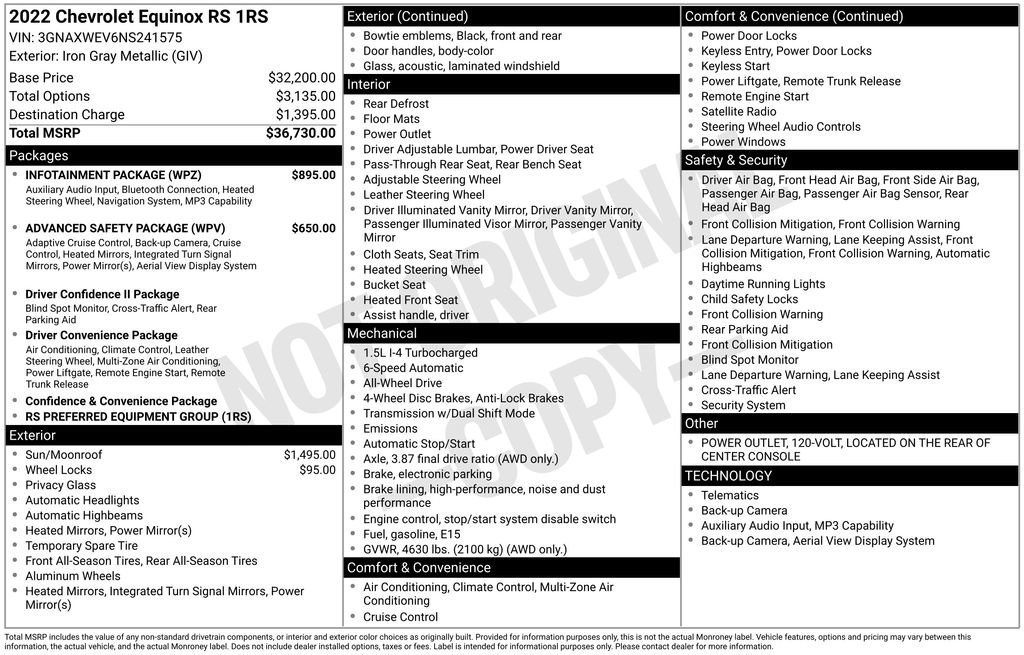 Used 2022 Chevrolet Equinox RS w/ Infotainment Package AWD/4WD image 22