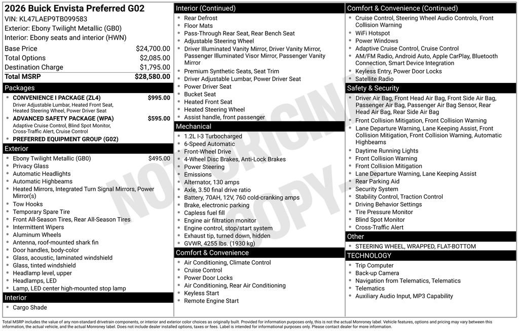 New 2026 Buick Envista Sport Touring w/ Convenience I Package FWD image 42