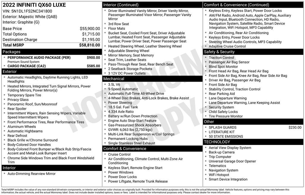 Used 2022 INFINITI QX60 Luxe w/ Performance Audio Package image 39