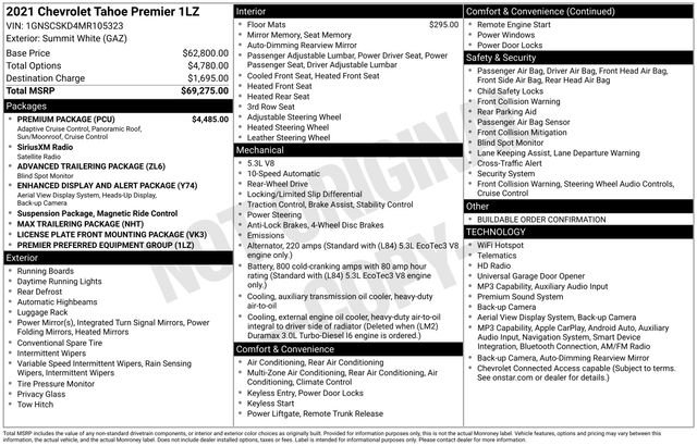 Certified 2021 Chevrolet Tahoe Premier w/ Premium Package RWD image 42