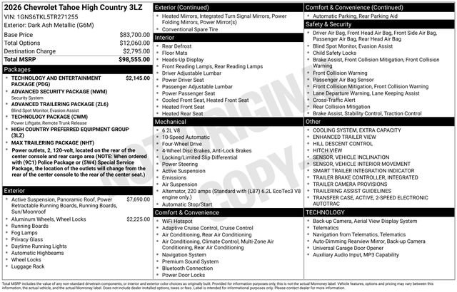 New 2026 Chevrolet Tahoe High Country AWD/4WD image 6