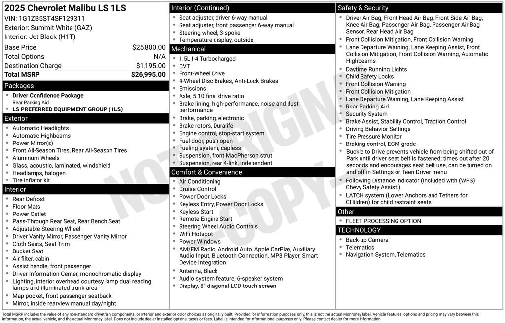 New 2025 Chevrolet Malibu LS image 3