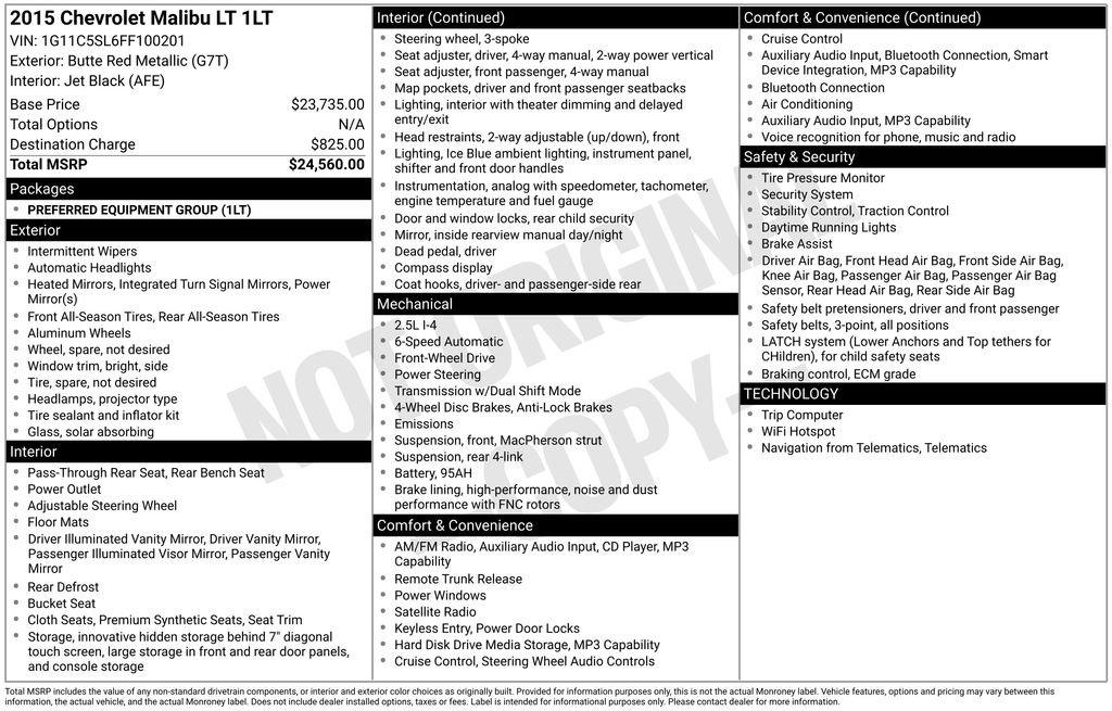 Used 2015 Chevrolet Malibu LT FWD image 5