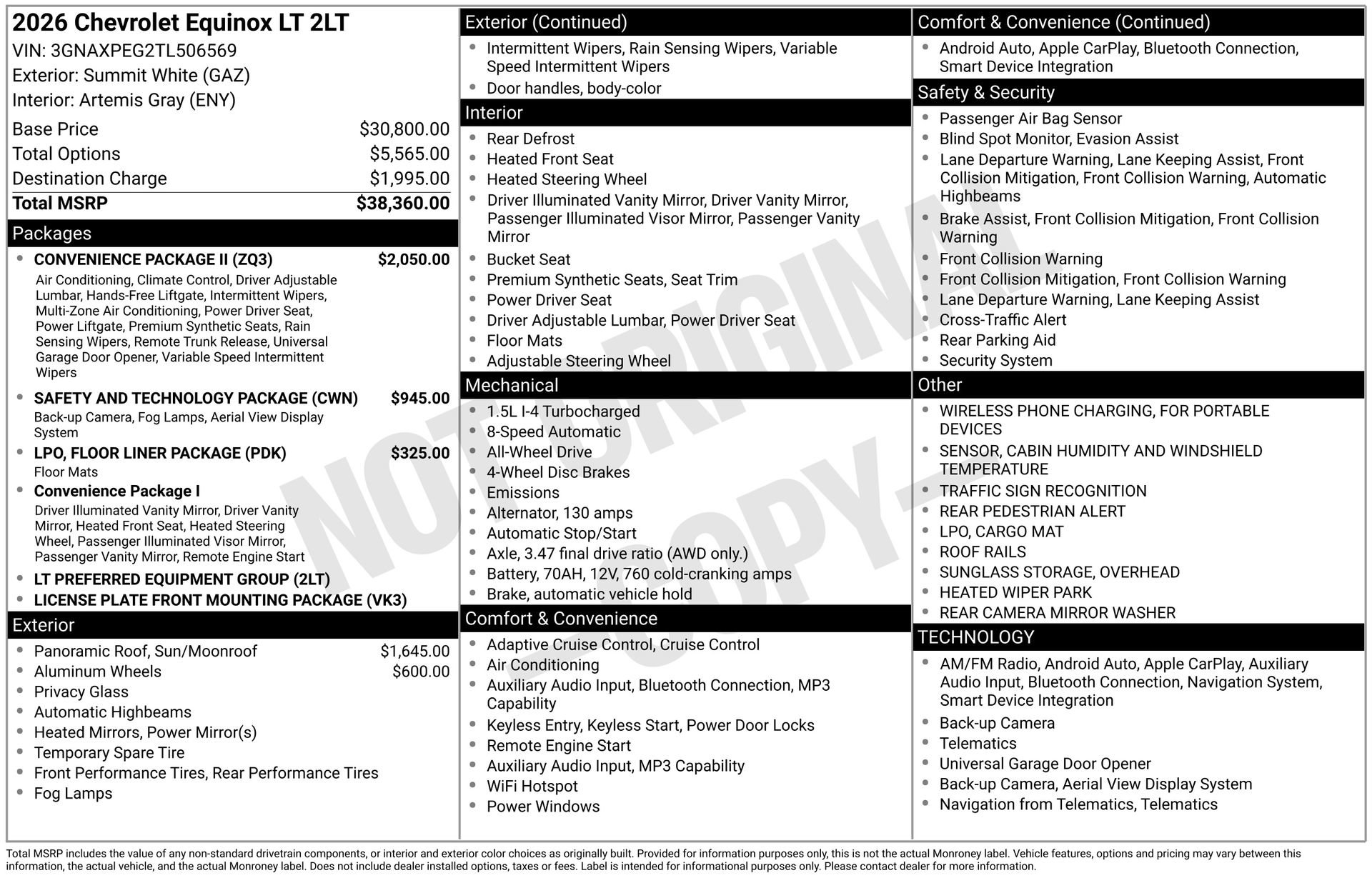 New 2026 Chevrolet Equinox LT w/ Convenience Package II AWD/4WD image 5