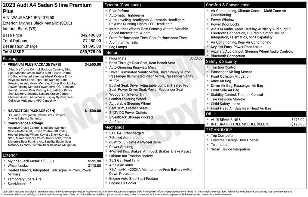 Certified 2023 Audi A4 2.0T Premium Plus w/ Premium Plus Package AWD/4WD image 43