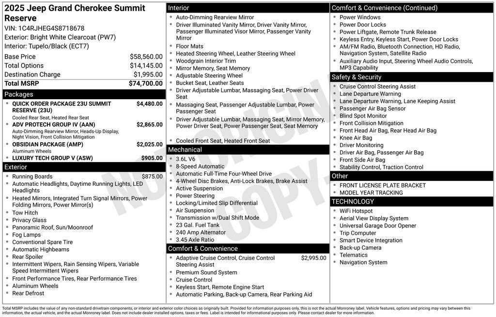 New 2025 Jeep Grand Cherokee Summit AWD/4WD image 6