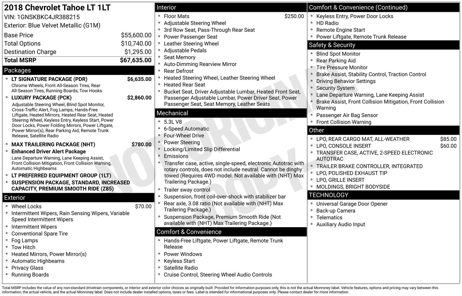 Used 2018 Chevrolet Tahoe LT w/ LT Signature Package AWD/4WD image 4