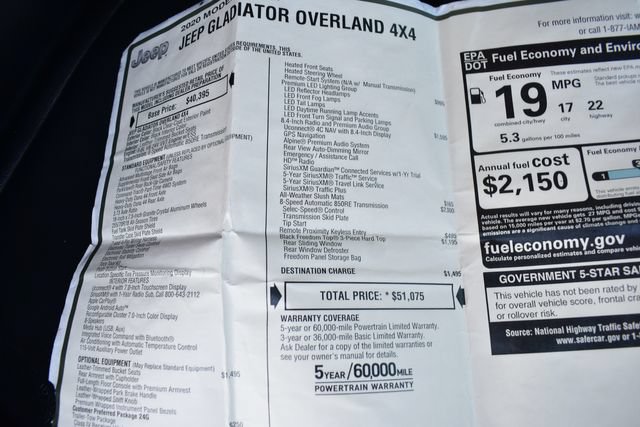 Used 2020 Jeep Gladiator Overland AWD/4WD image 19
