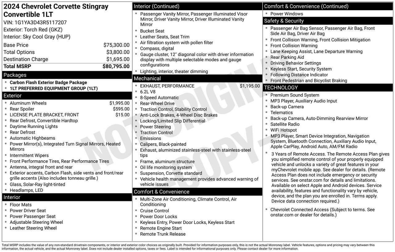 Used 2024 Chevrolet Corvette Stingray Convertible w/ 1LT RWD image 29