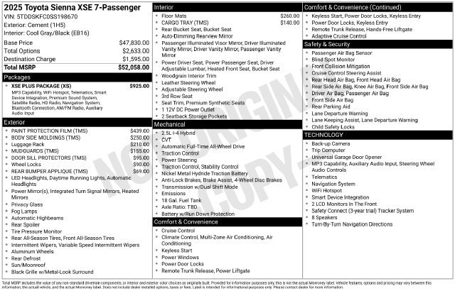 Certified 2025 Toyota Sienna XSE w/ XSE Plus Package AWD/4WD image 39
