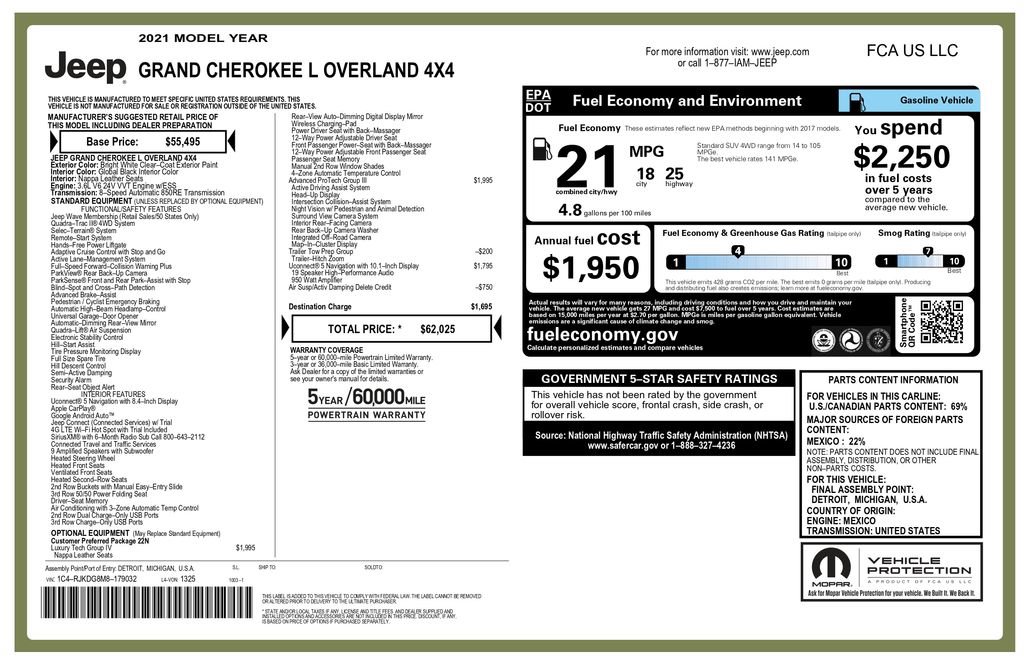 Used 2021 Jeep Grand Cherokee L Overland w/ Advanced Protech Group III video 3