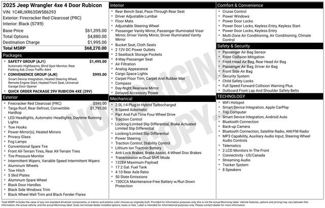 Used 2025 Jeep Wrangler Unlimited Rubicon 4xe w/ Safety Group image 33