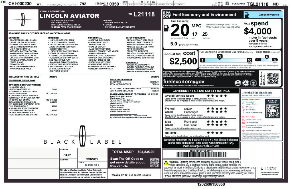 New 2026 Lincoln Aviator Black Label w/ Jet Appearance Package AWD/4WD image 30