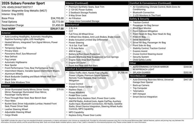 Certified 2026 Subaru Forester Sport AWD/4WD image 38