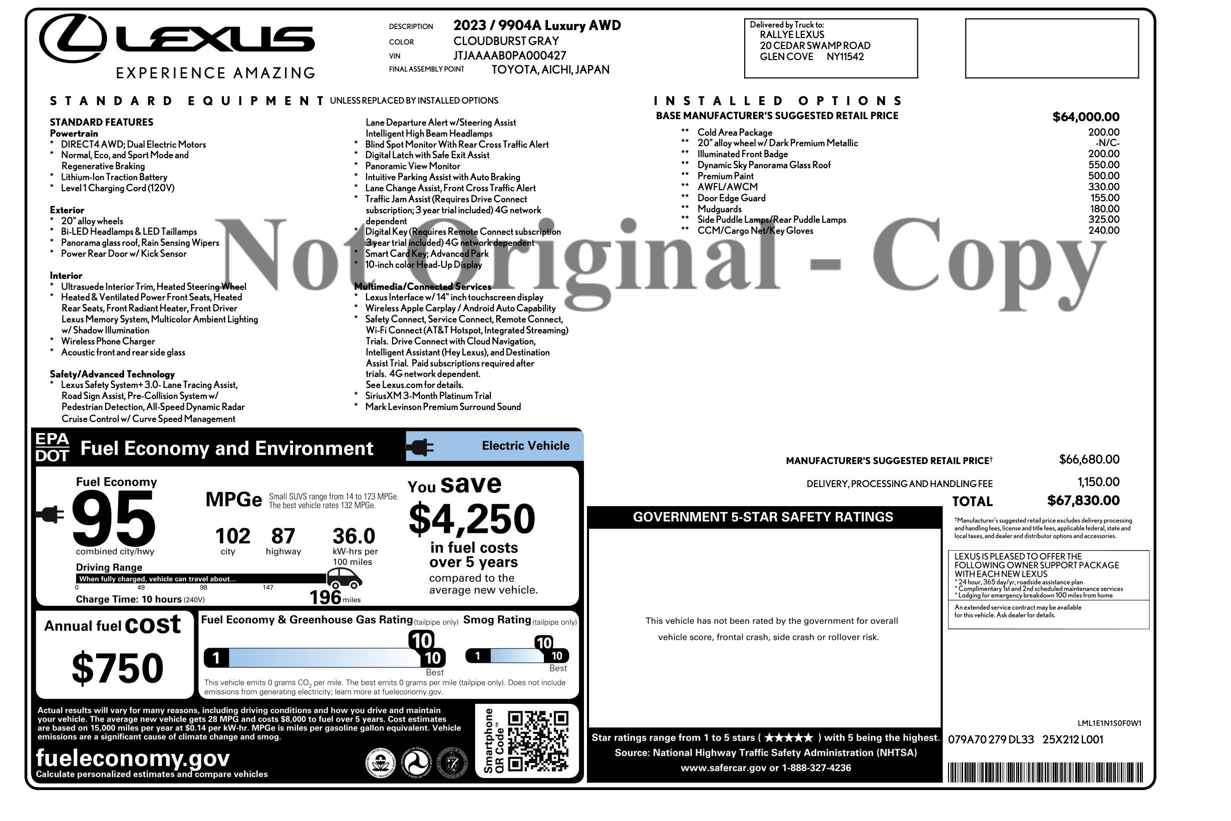 Used 2023 Lexus RZ 450e Premium w/ Accessory Package (2T) AWD/4WD image 2