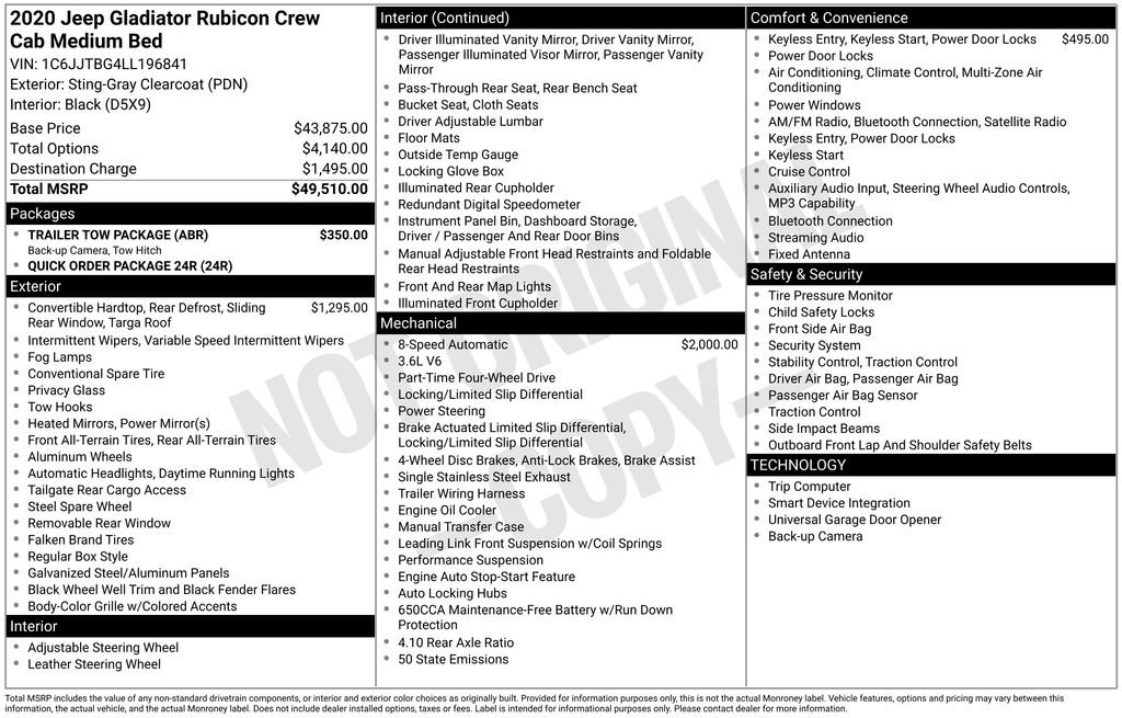 Used 2020 Jeep Gladiator Rubicon w/ Trailer Tow Package image 36