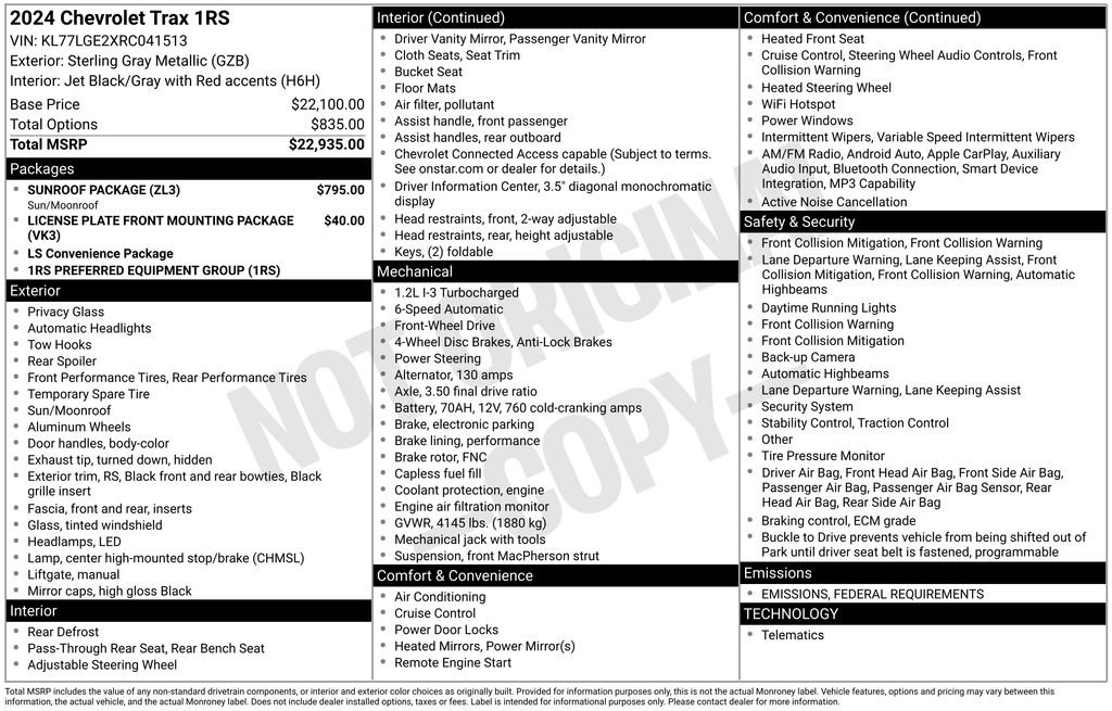 Certified 2024 Chevrolet Trax RS w/ Sunroof Package image 9