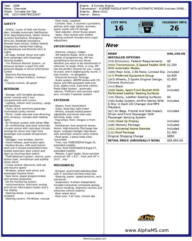 Used 2008 Chevrolet Corvette Coupe w/ Preferred Equipment Group image 3