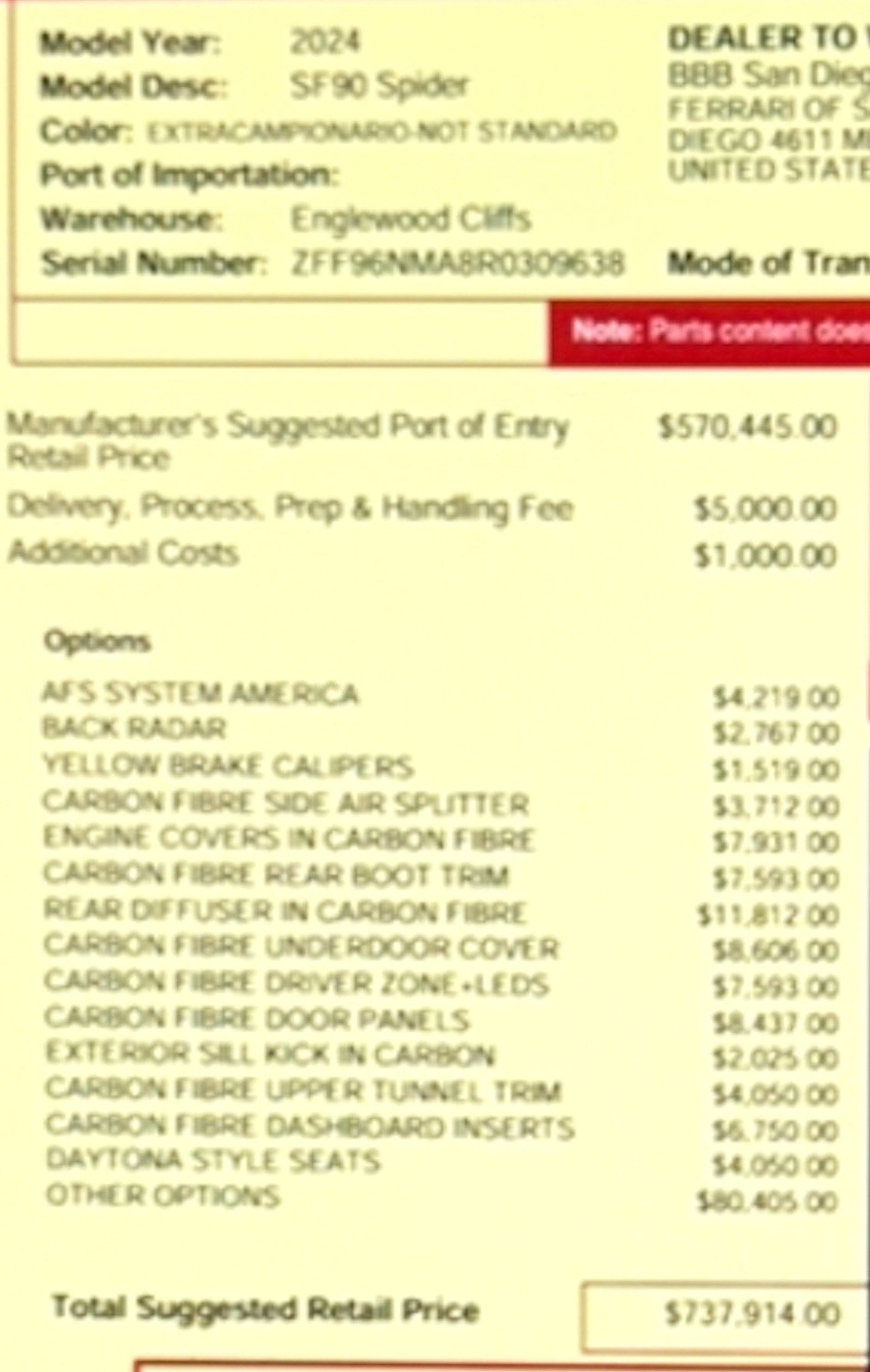 Used 2024 Ferrari SF90 Spider image 88