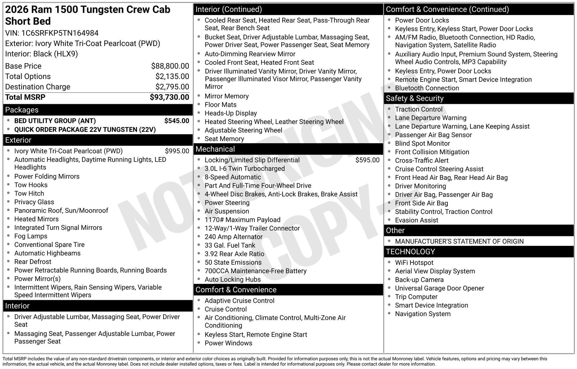 New 2026 RAM 1500 Tungsten w/ Bed Utility Group AWD/4WD image 42
