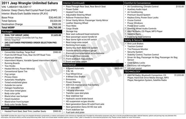 Used 2011 Jeep Wrangler Unlimited Sahara w/ Dual Top Group image 27