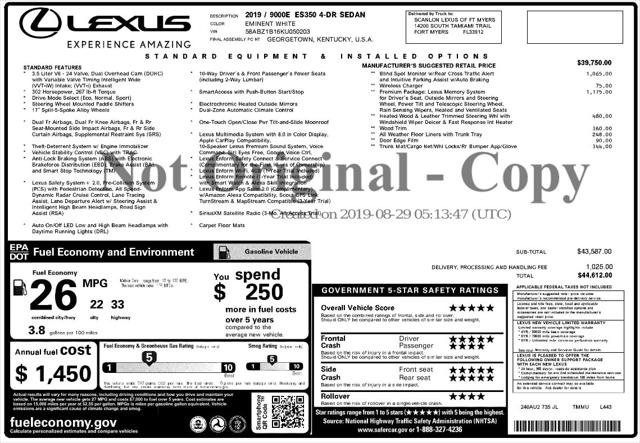Used 2019 Lexus ES 350 w/ Premium Package FWD image 4
