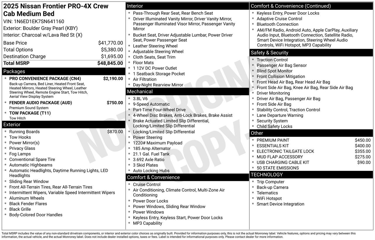 Certified 2025 Nissan Frontier PRO-4X w/ Pro Convenience Package AWD/4WD image 37