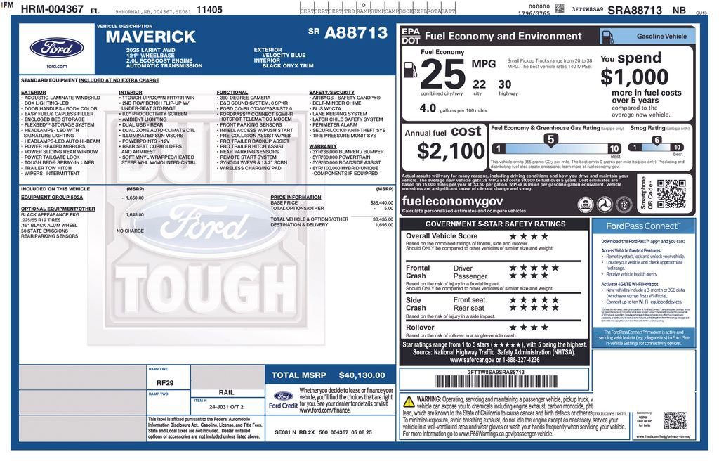 Used 2025 Ford Maverick Lariat w/ Black Appearance Package AWD/4WD image 9