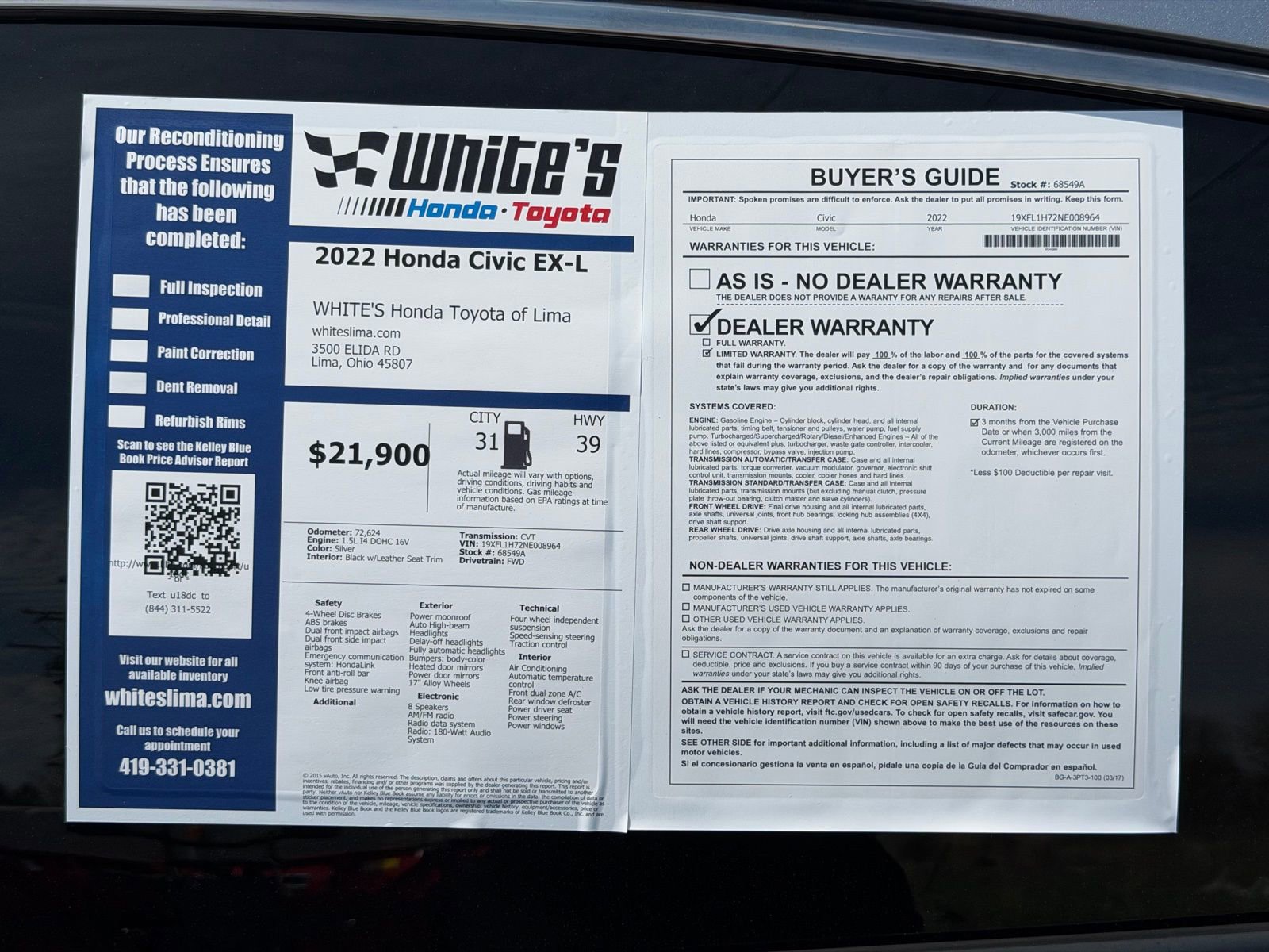 Used 2022 Honda Civic EX-L image 31