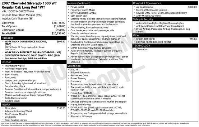 Used 2007 Chevrolet Silverado 1500 W/T RWD image 2
