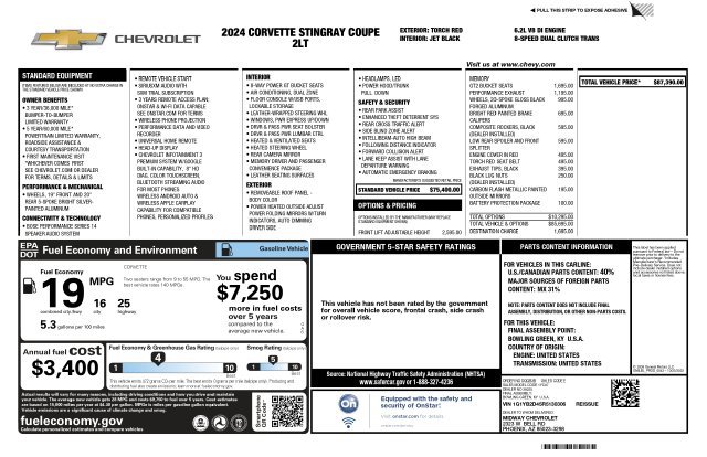 Used 2024 Chevrolet Corvette Stingray Preferred Cpe w/ Battery Protection Package RWD image 2