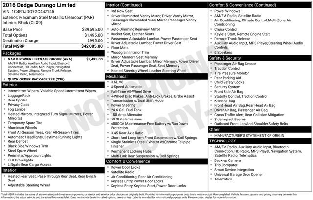 Used 2016 Dodge Durango Limited w/ Nav & Power Liftgate Group image 33