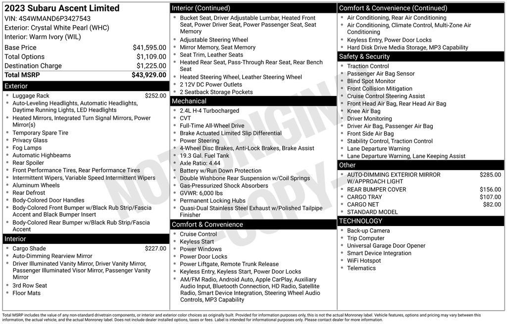 Certified 2023 Subaru Ascent Limited image 40