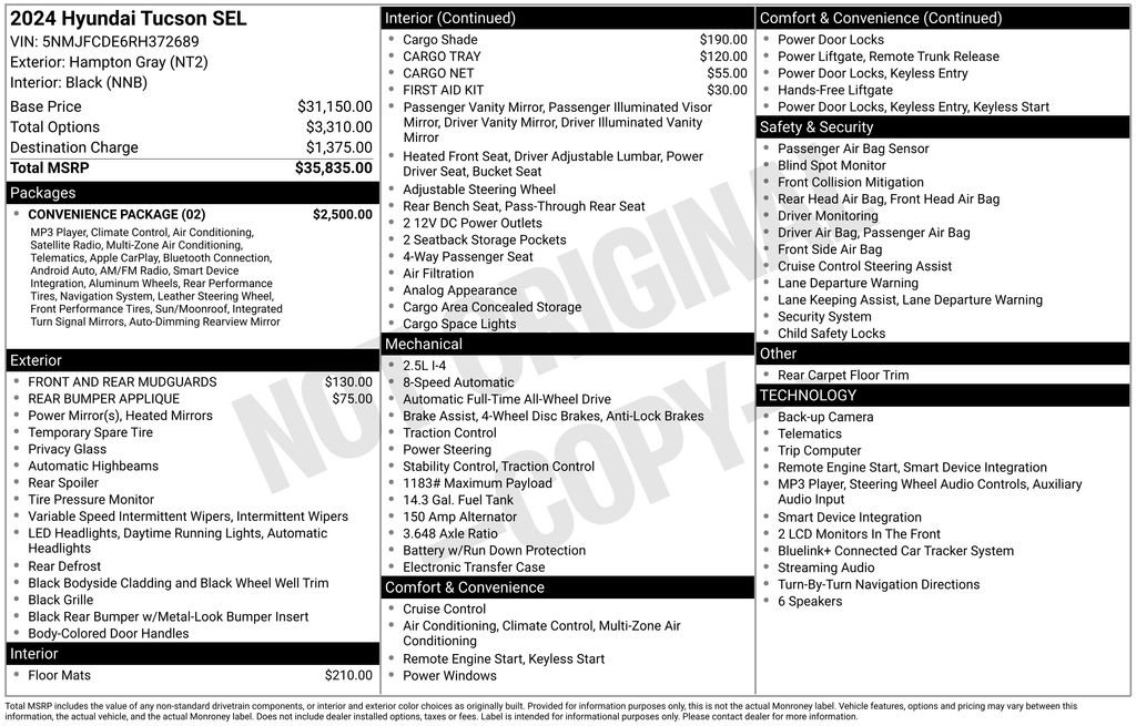 Used 2024 Hyundai Tucson SEL w/ Convenience Package AWD/4WD image 43