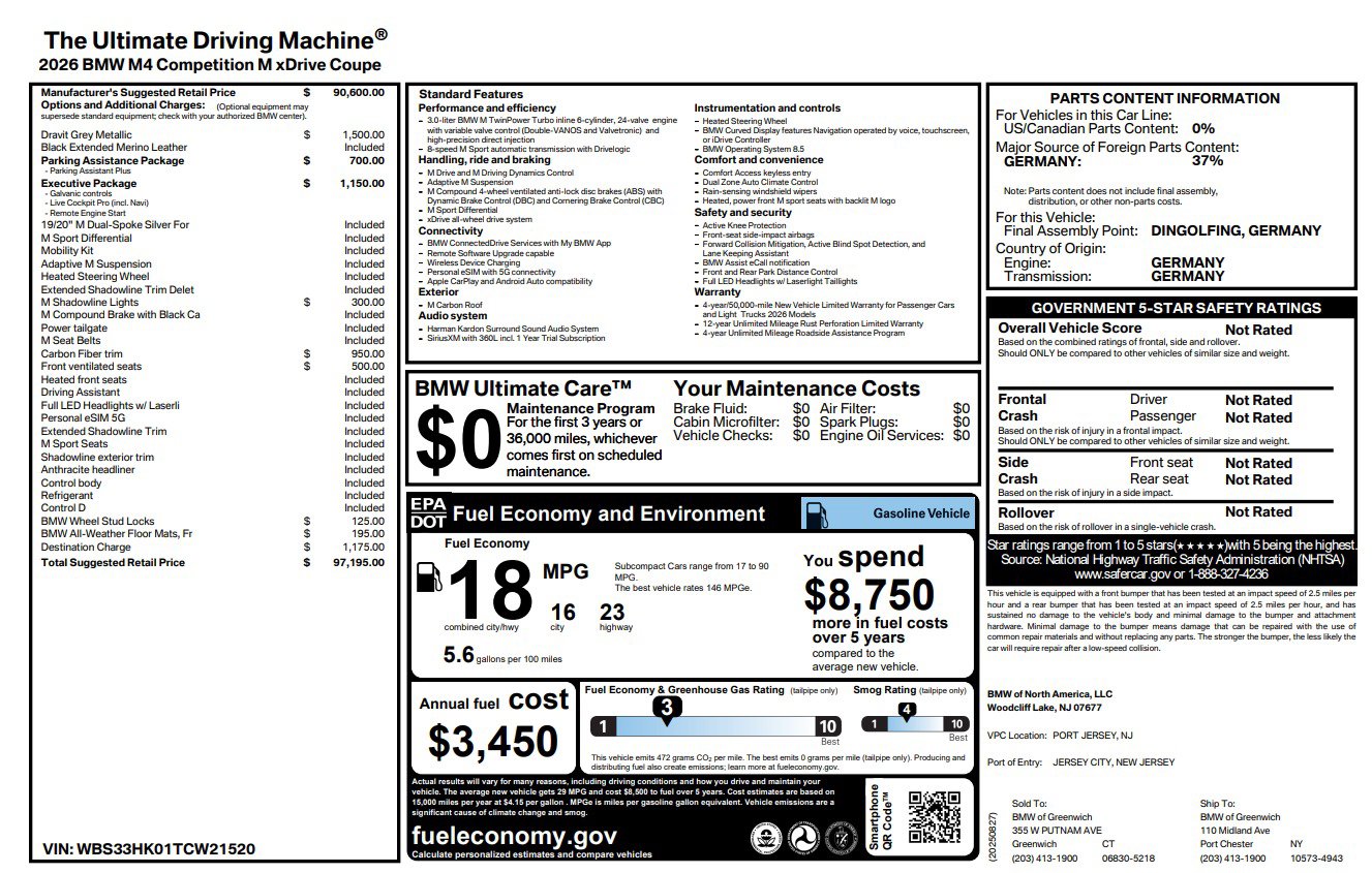 Used 2026 BMW M4 xDrive Competition w/ Executive Package image 2