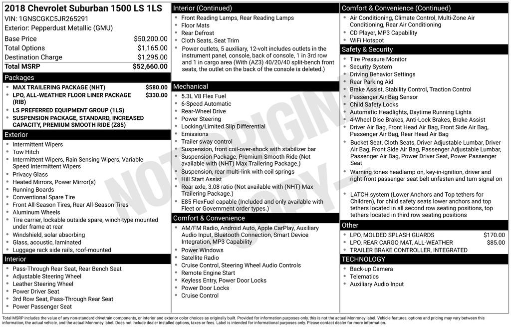 Used 2018 Chevrolet Suburban LS w/ Max Trailering Package image 5