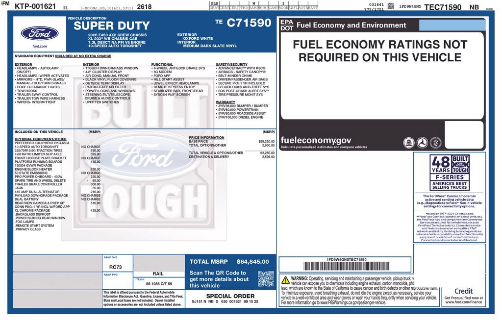 New 2026 Ford F450 XL w/ XL Chrome Package RWD image 2