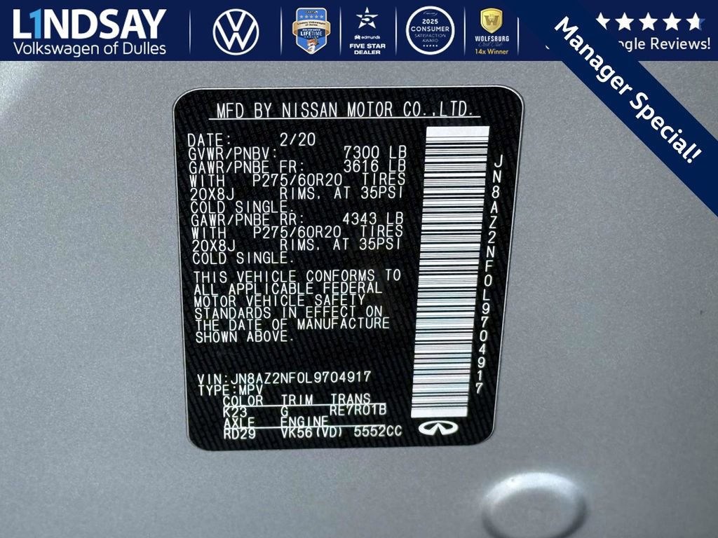 Used 2020 INFINITI QX80 Luxe w/ Proassist Package image 27