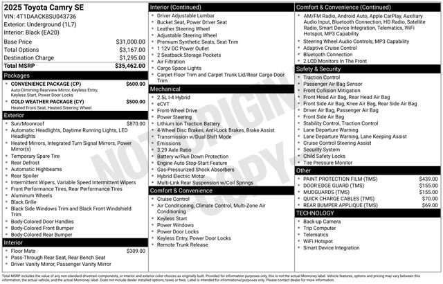 Used 2025 Toyota Camry SE w/ Convenience Package FWD image 31