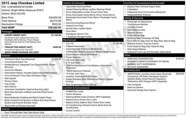 Used 2015 Jeep Cherokee Limited w/ Luxury Group image 38