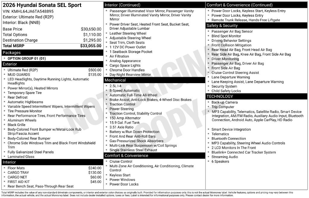 New 2026 Hyundai Sonata SEL AWD/4WD image 35