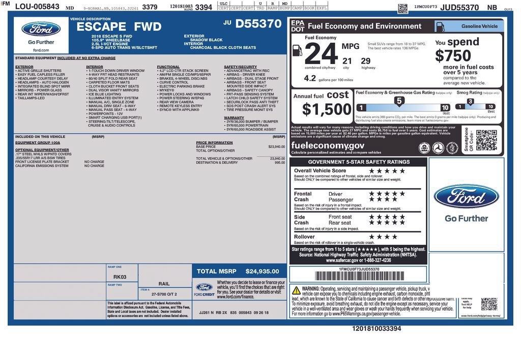Used 2018 Ford Escape S FWD image 10